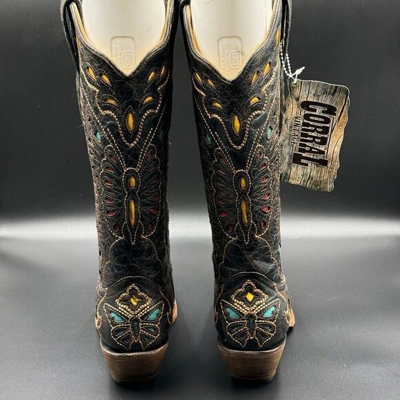 Corral Vintage Distressed Butterfly Rainbow Boots - Picture 4 of 11